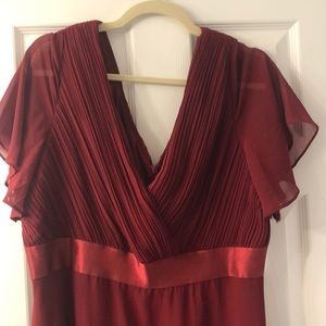 Burgundy / wine bridesmaids dress flutter sleeves